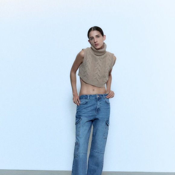 Zara High Waist Cargo Jean - Picture 3 of 12